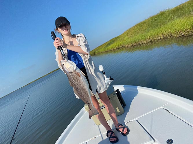 Charter fishing in south Louisiana marsh