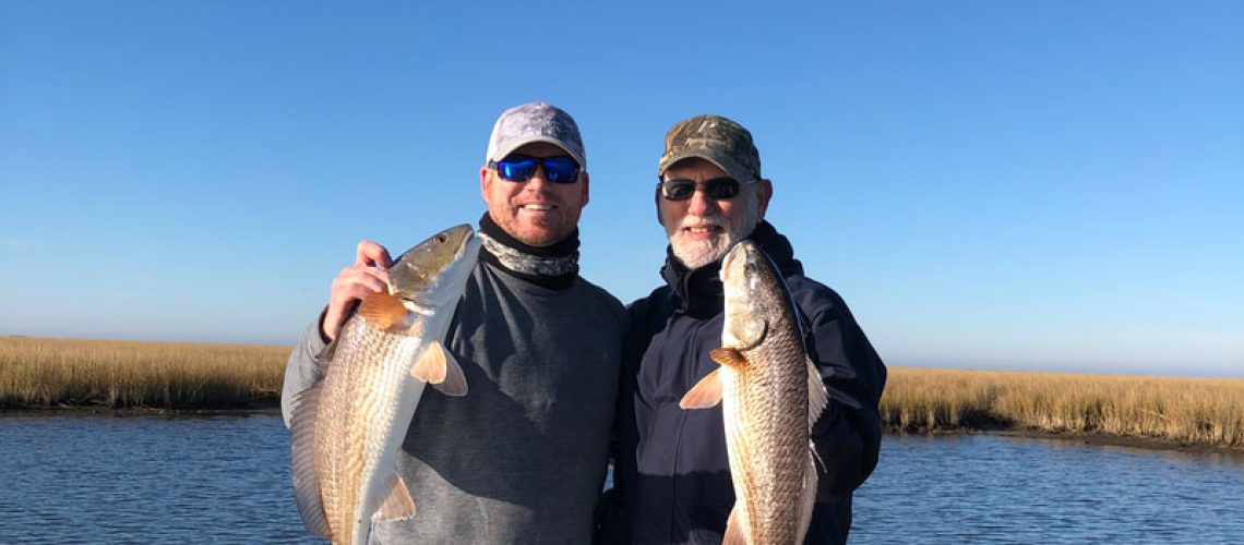Father Son starting their fishing charter off on the right foot